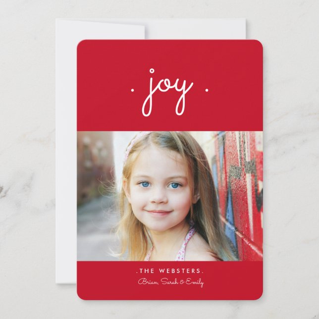 Joy Helgdag Photo Card | Röd Julkort (Framsida)