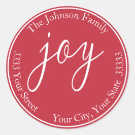 Joy Helgdag Round Return-adressetikett Runt Klistermärke