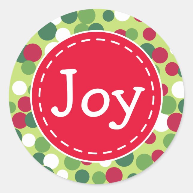 Joy Helgdag Stickers Runt Klistermärke (Framsida)