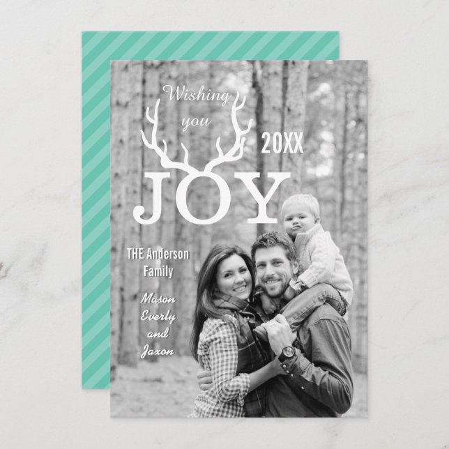 Joy Hjort Antlers Helgdag jul vid Färg tillbaka Julkort (Fram/baksida)