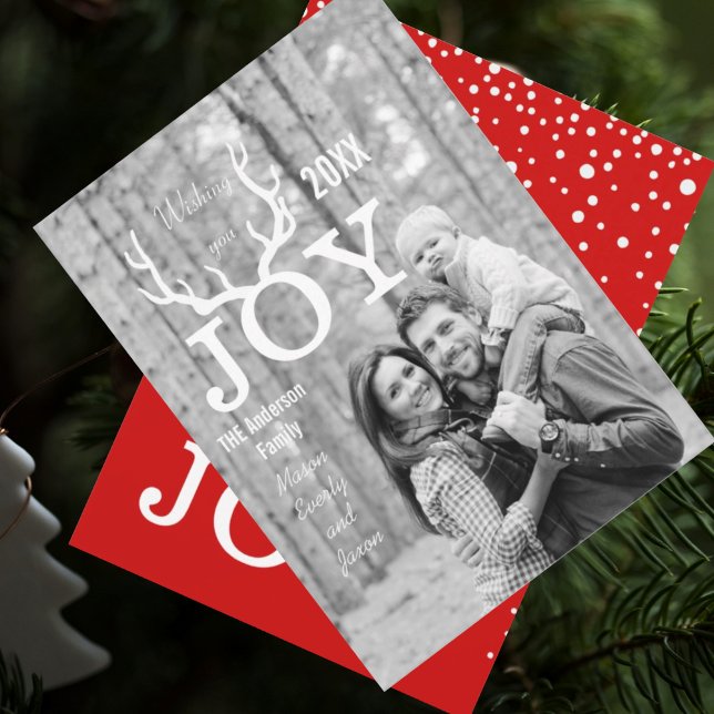 Joy Hjort Antlers Helgdag jul vid Färg tillbaka Julkort (Skapare uppladdad)