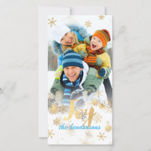 Joy Holiday Greetings+Snöflingor+Faux Foil Julkort