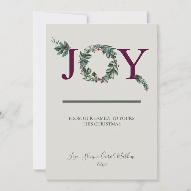 Joy Holidays Greeting Card Julkort (Framsida)