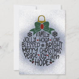 Joy, Holly Ornament jul eller Helgdag Card Julkort