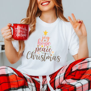 Joy, Hope, fred den här julen med Faith-meddelande T Shirt