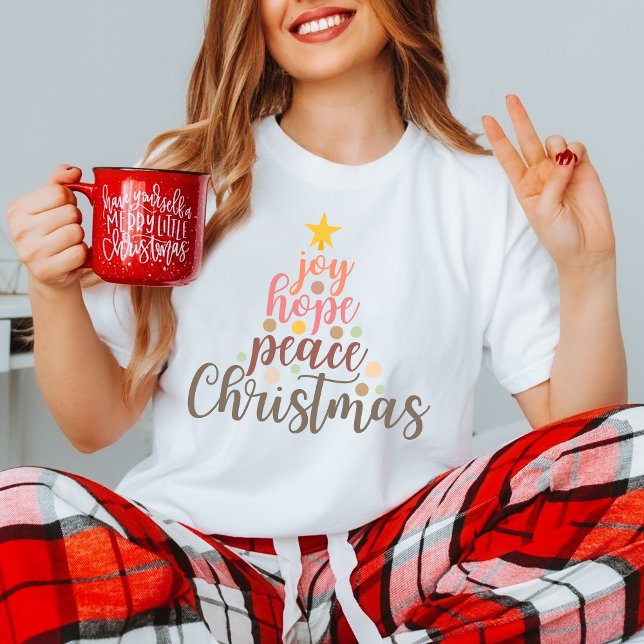 Joy, Hope, fred den här julen med Faith-meddelande T Shirt (Skapare uppladdad)