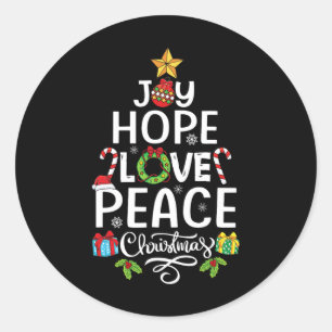 Joy Hope Kärlek Peace Julgran Family Julafton Mana Runt Klistermärke