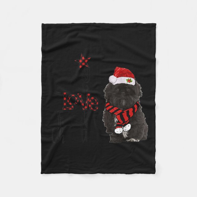 Joy Hope Love Peace Christmas Black Shih Tzus 2020 Fleecefilt (Framsidan)