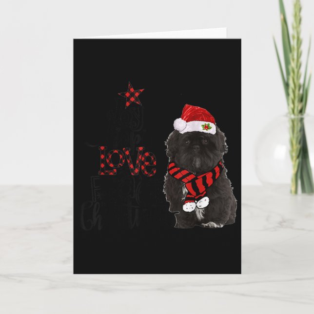 Joy Hope Love Peace Christmas Black Shih Tzus 2020 Kort (Framsida)