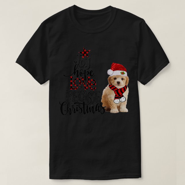 Joy Hope Love Peace Christmas Cavapoochon 2020  T Shirt (Design framsida)
