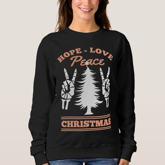 Joy Hope Love Peace Christmas Tree Red Buffalo Pla T Shirt (Framsida)
