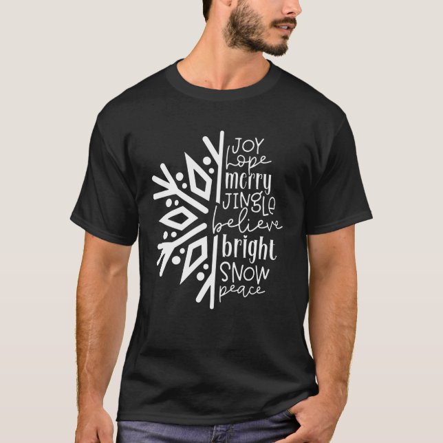 Joy Hope Merry Jingle Tro Bright Snö Peace Ch T Shirt (Framsida)