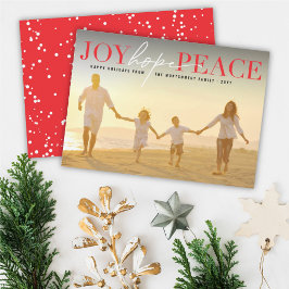 Joy Hope Peace Classic Typography Modern Photo Julkort