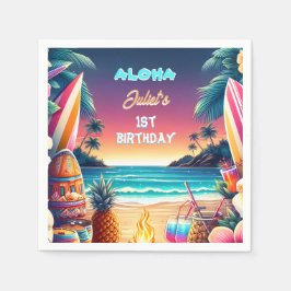 Joy Hula Luau Surfa aloha hawaiian 1:a födelsedag Pappersservett