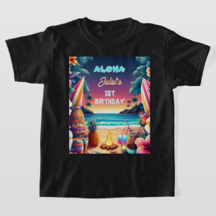 Joy Hula Luau Surfa aloha hawaiian 1:a födelsedag T Shirt