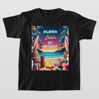 Joy Hula Luau Surfa aloha hawaiian 1:a födelsedag T Shirt