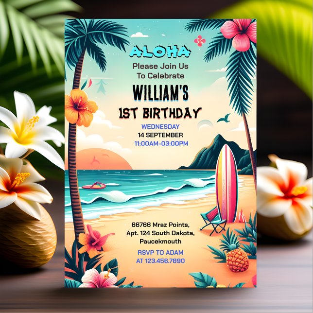 Joy Hula Luau-Surfan Aloha Hawaiian Inbjudningar (Skapare uppladdad)