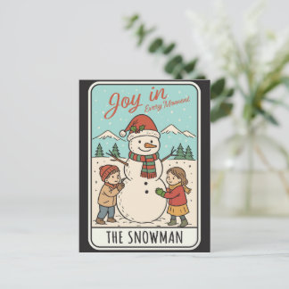 Joy in Every Moment Snowman & Kids Christmas Helg Vykort