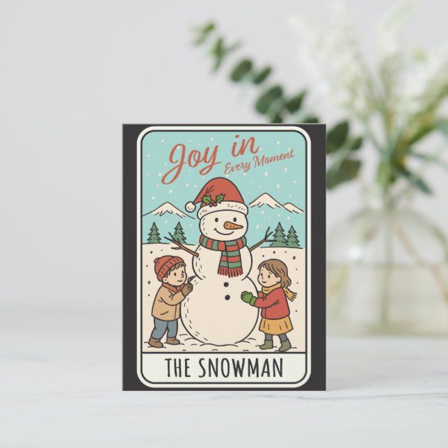 Joy in Every Moment Snowman & Kids Christmas  Helg Vykort (Stående Fram)