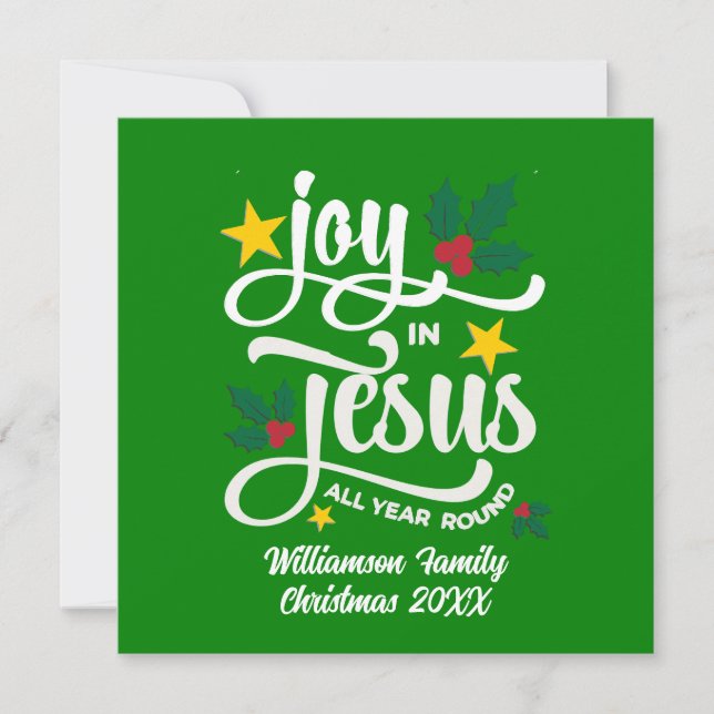 Joy in Jesus Christian Christmas Family Name  Julkort (Framsida)