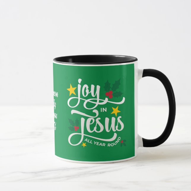 Joy in Jesus Christian Christmas Family Name  Mugg (Höger)