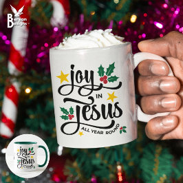 JOY IN JESUS Christian Christmas Monogram Mugg