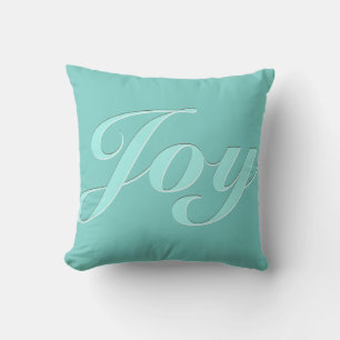 Joy in Light Teal Blue Kudde