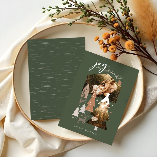 Joy in Simple Sak Mysigt Woodland Village 2 Foto Julkort (Joy In Simple Things Cozy Woodland Village 2 Photo Holiday Card)