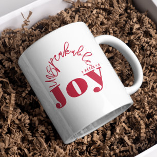 Joy Inspirational Christian Modern Red Typography Kaffemugg