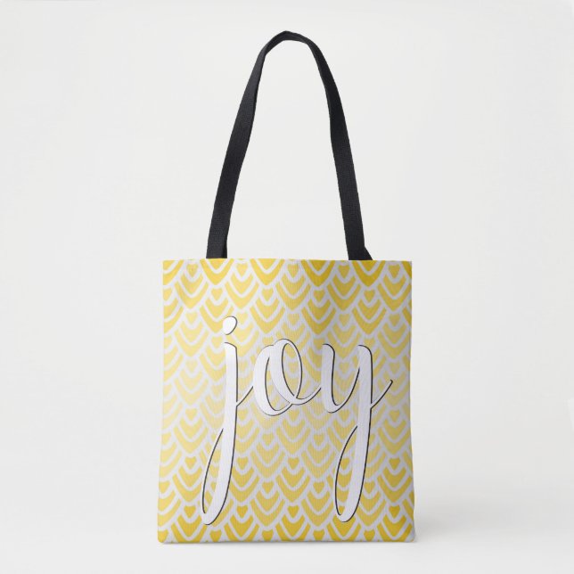 Joy Inspirational Quote Cheerful Gult Tote Bag Tygkasse (Framsida)