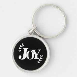 Joy Inspirational Quote Typography Rund Silverfärgad Nyckelring