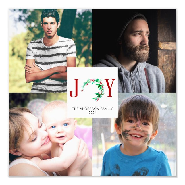 Joy jul 4 Photo Collage Family Bilder Fototryck (Framsidan)