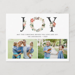 JOY Jul Blommigt WAN Two Photos Collage Vykort