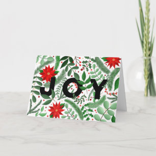 Joy jul Botanical (på vit) Helgdag Kort