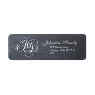 JOY Jul Calligraphy Swirly Lettering God Returadress Etikett