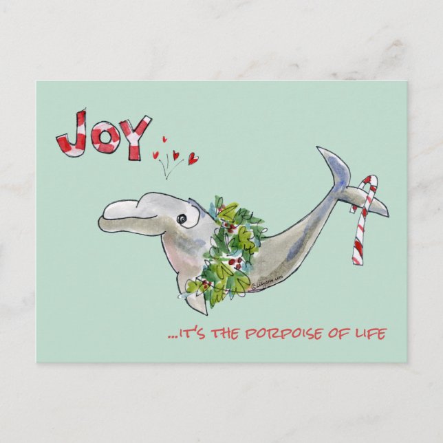 Joy jul Dolphin Porpoise of Life Helg Vykort (Framsida)
