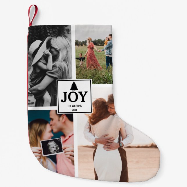 Joy jul Family Photo Collage Julafton Liten Julstrumpa (Framsidan)