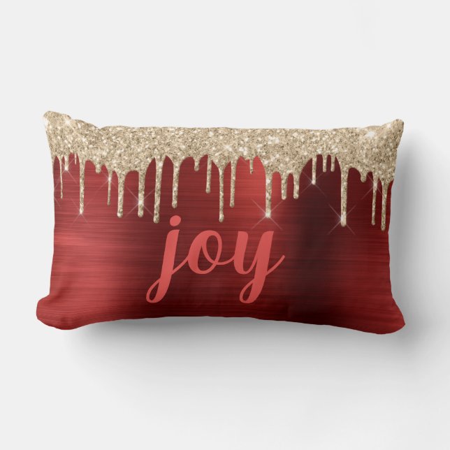 Joy jul Glitter Drifts Red Metallic Lumbarkudde (Framsida)