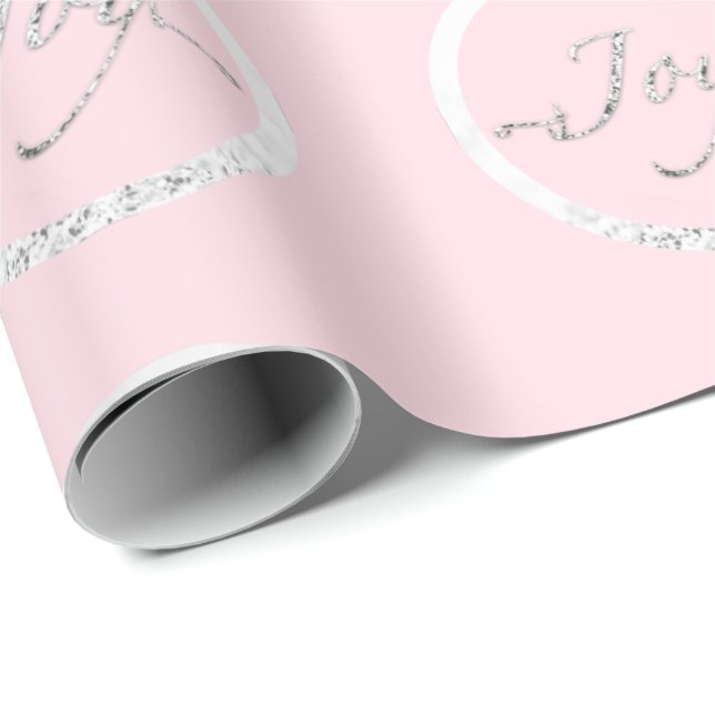 Joy jul Grått Silver Grått Rosa ros Helgdagar  Presentpapper (Rullad Hörn)