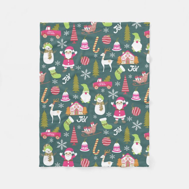 Joy Jul Grönt Fleecefilt (Framsidan)