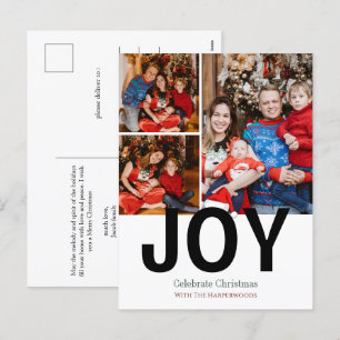 Joy Jul helgdagars Modern Typografi 3 Photo Helg Vykort
