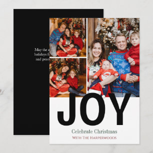 Joy Jul helgdagars Modern Typografi 3 Photo Julkort