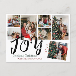 Joy jul helgdagars Script Family Photo Collage Helg Vykort