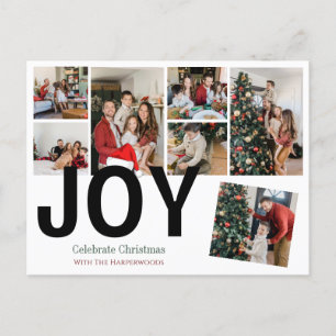 Joy jul helgdagars Script Family Photo Collage Helg Vykort