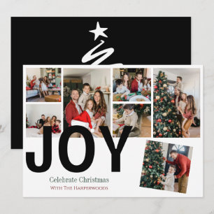 Joy jul helgdagars Script Family Photo Collage Julkort
