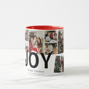 Joy jul helgdagars Script Family Photo Collage Mugg