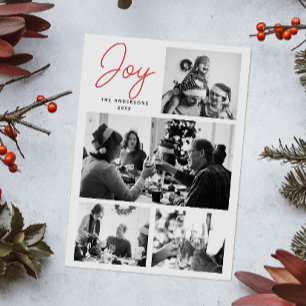Joy jul Modern multifoto-familj Hälsning Julkort