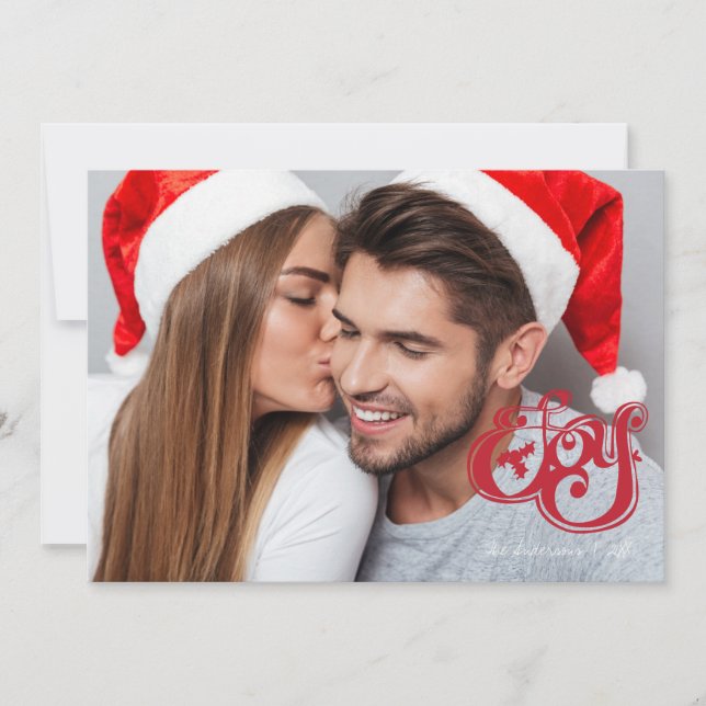 Joy Jul Monogram Helgdag Photo Card Julkort (Framsida)