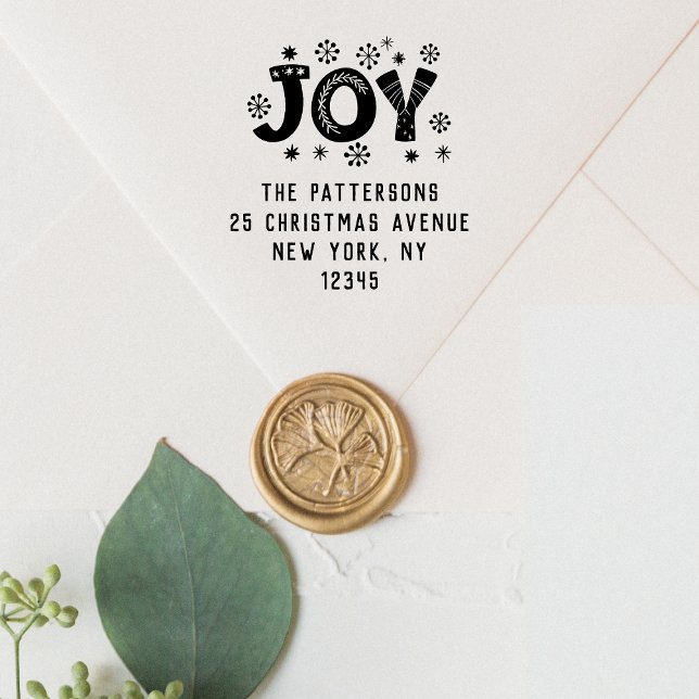 JOY Jul Returadress Personlig Namn Självfärgande Stämpel (Skapare uppladdad)