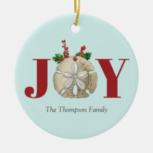 Joy jul Sand Dollar Holly Berries Kustal Julgransprydnad Keramik